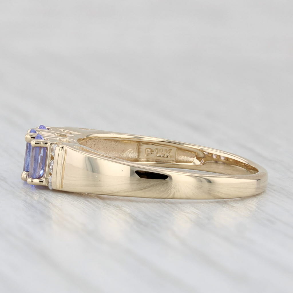 0.79ctw Tanzanite 3-Stone Diamond Ring 14k Yellow Gold Size 7