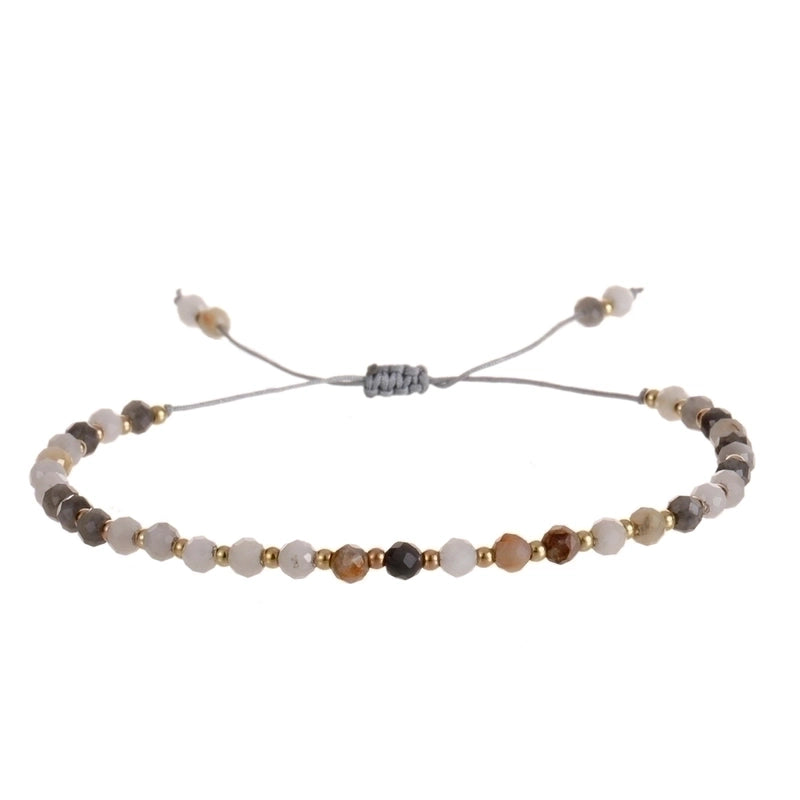 Minimalist Round Natural Stone Knitting Drawstring Bracelets