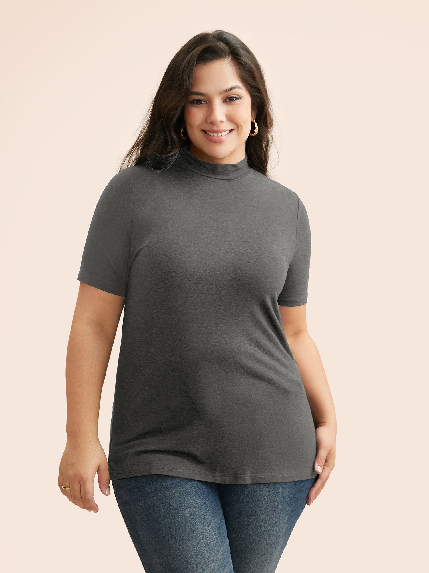 Supersoft Essentials Solid Mock Neck T-shirt