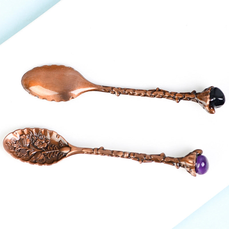 2 Pieces Elegant Lady Minimalist Geometric Crystal Spoon