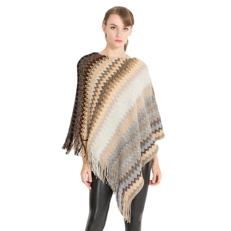 Women's Streetwear Stripe Imitation Cashmere Tassel Shawl