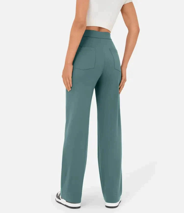 Elastic leisure pants with high waist