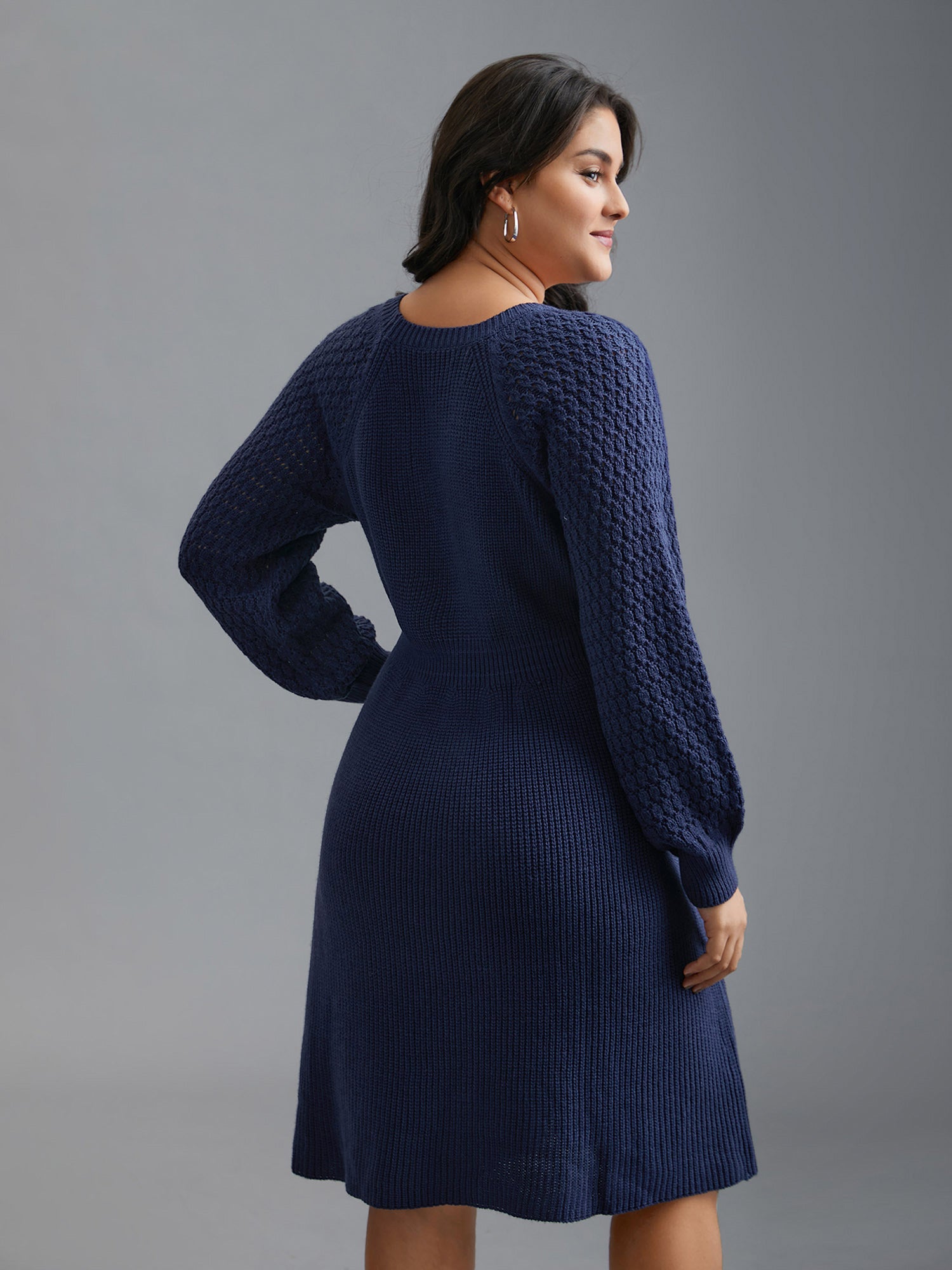 Plain Pit Strip Raglan Sleeve Sweater Dress