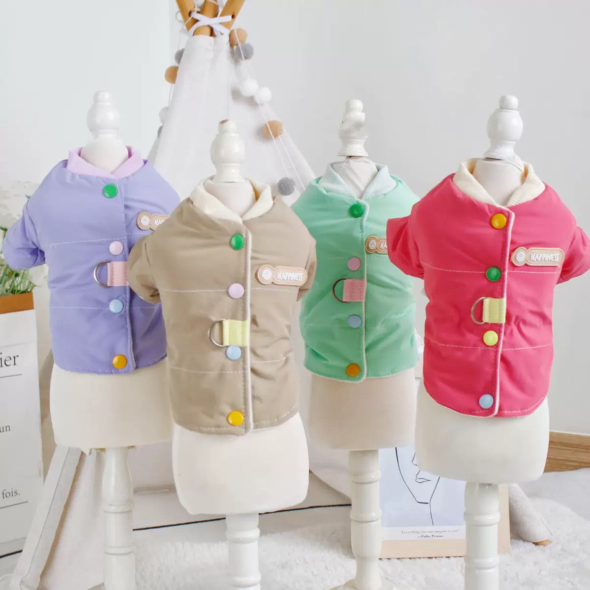 Cute Color Block Buttoned Dog Harness Jacket