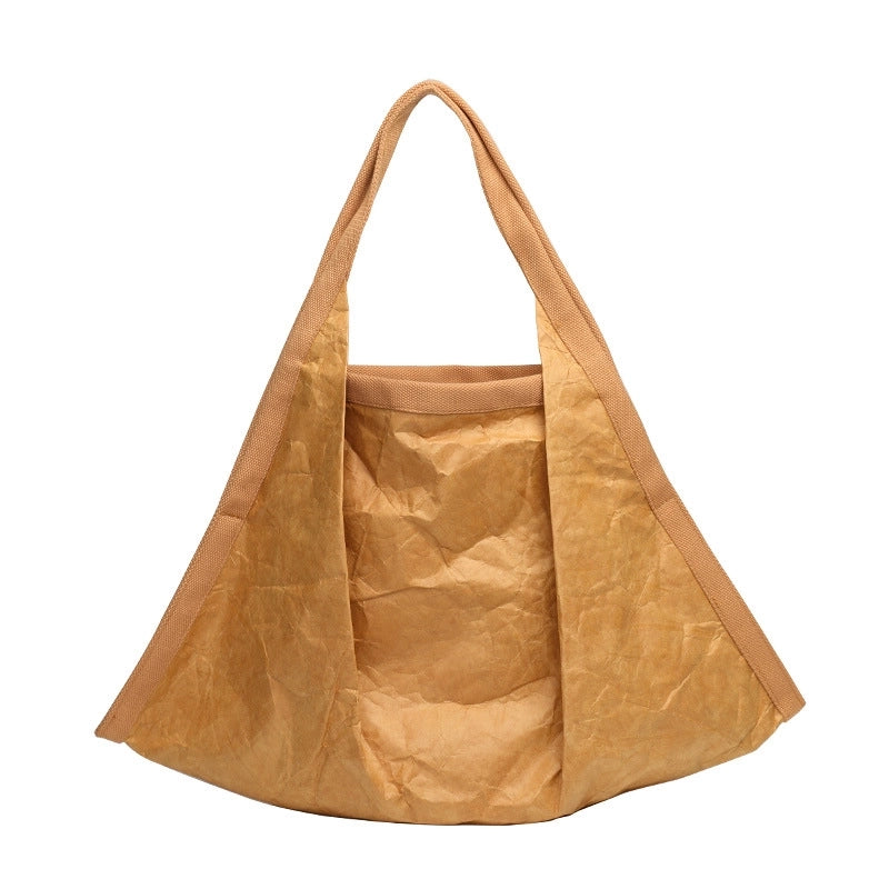 Women's Large Kraft Paper Solid Color Streetwear Square Magnetic Buckle Shoulder Bag
