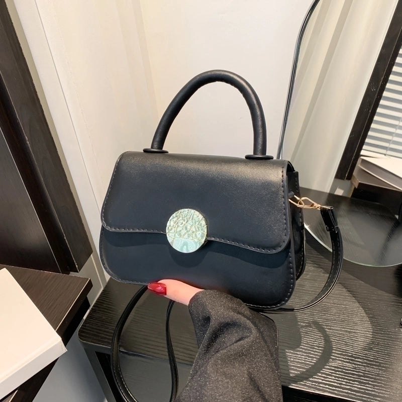 Women's Pu Leather Solid Color Basic Flip Cover Handbag