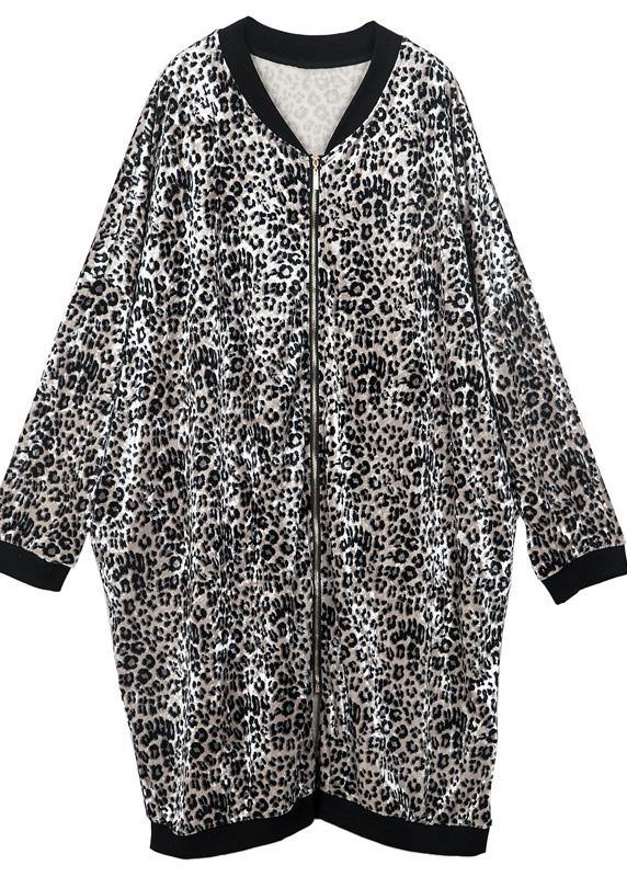 Chic Leopard Zippered Spring Jackets