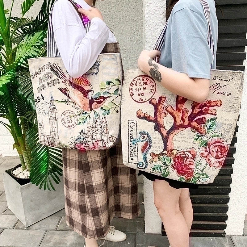 Women's Ethnic Style Butterfly Canvas Shopping Bags
