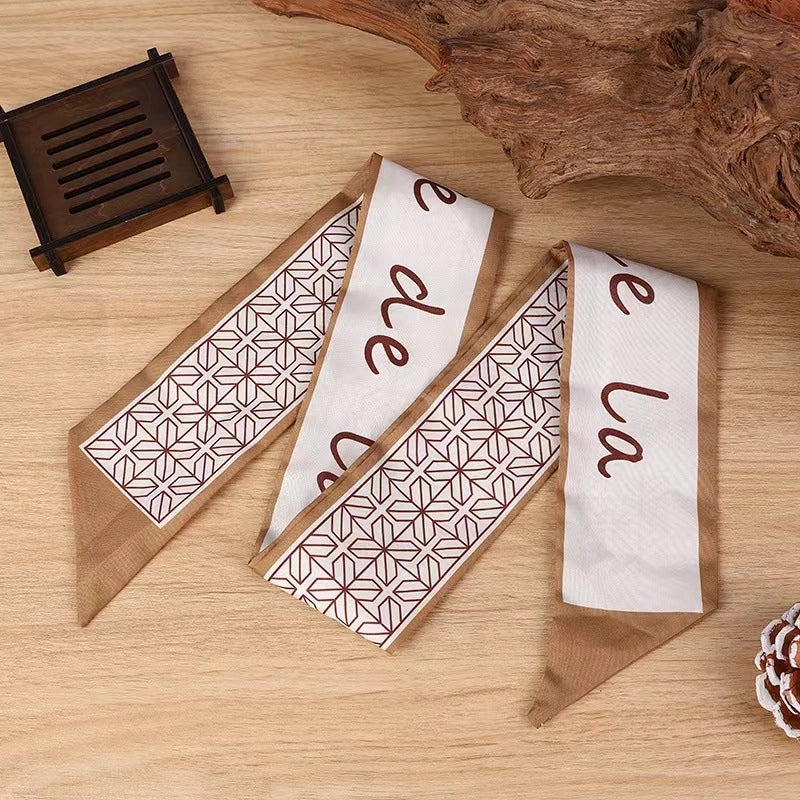 Women's Elegant Geometric Letter Flower Polyester Silk Scarf