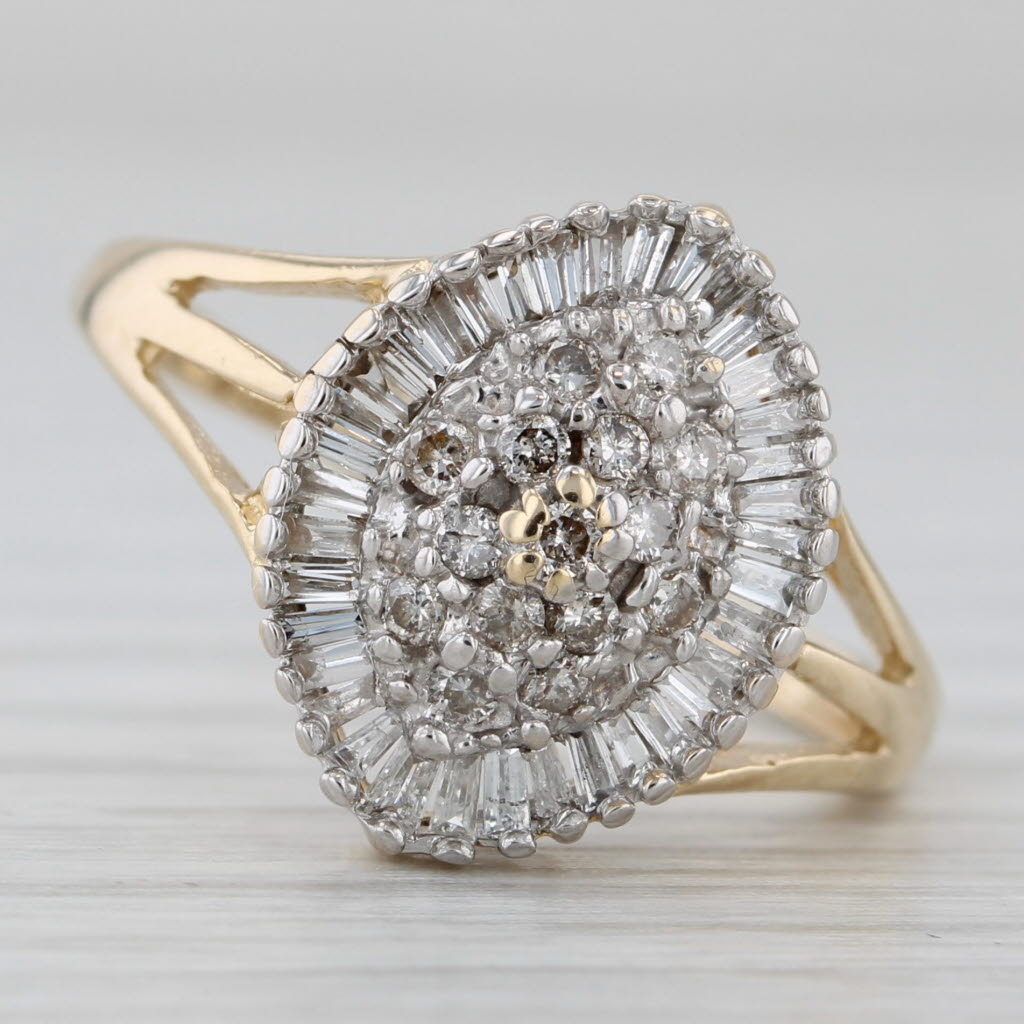 0.50ctw Diamond Cluster Halo Ring 14k Yellow Gold Size 7.5