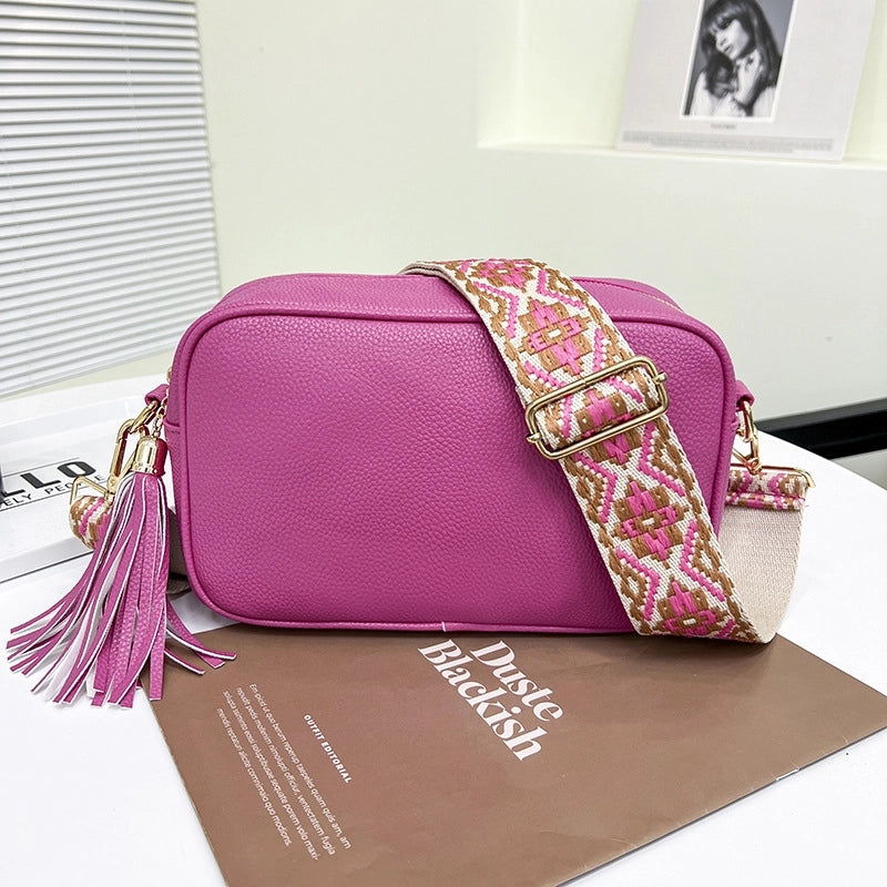 Women's Medium Pu Leather Solid Color Elegant Classic Style Square Zipper Shoulder Bag Crossbody Bag Square Bag