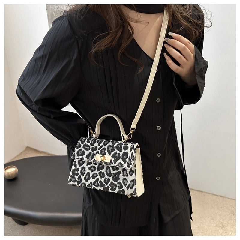 Women's Corduroy Strawberry Leopard Streetwear Square Flip Cover Handbag Crossbody Bag