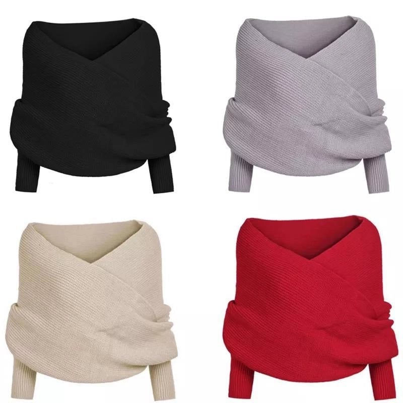 Style Fashionable Irregular Shawl Sweater New Autumn And Winter Knitted Fashionable Oversleeve Wool Sweater For Women