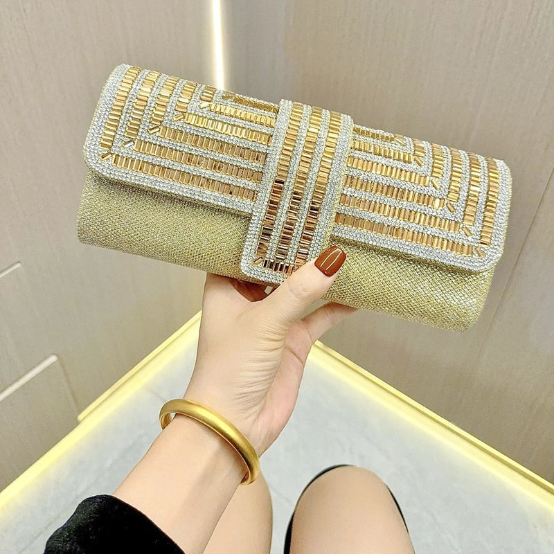 New Rhinestone Bag Flash Women's Clutch Chain Shoulder Crossbody Dinner Dress Bag Bridal Banquet Bag