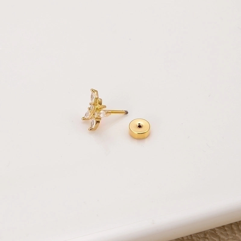 1 Piece Ear Cartilage Rings & Studs Fashion Heart Shape Owl Butterfly Copper Plating Inlay Zircon