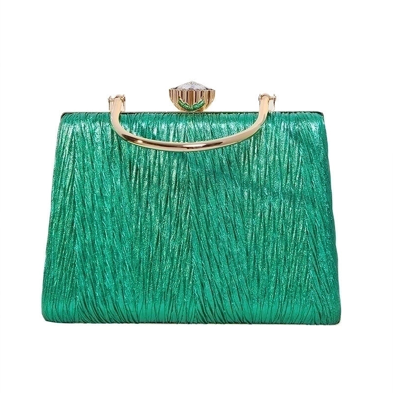Silver Black Gold Pu Leather Solid Color Square Evening Bags