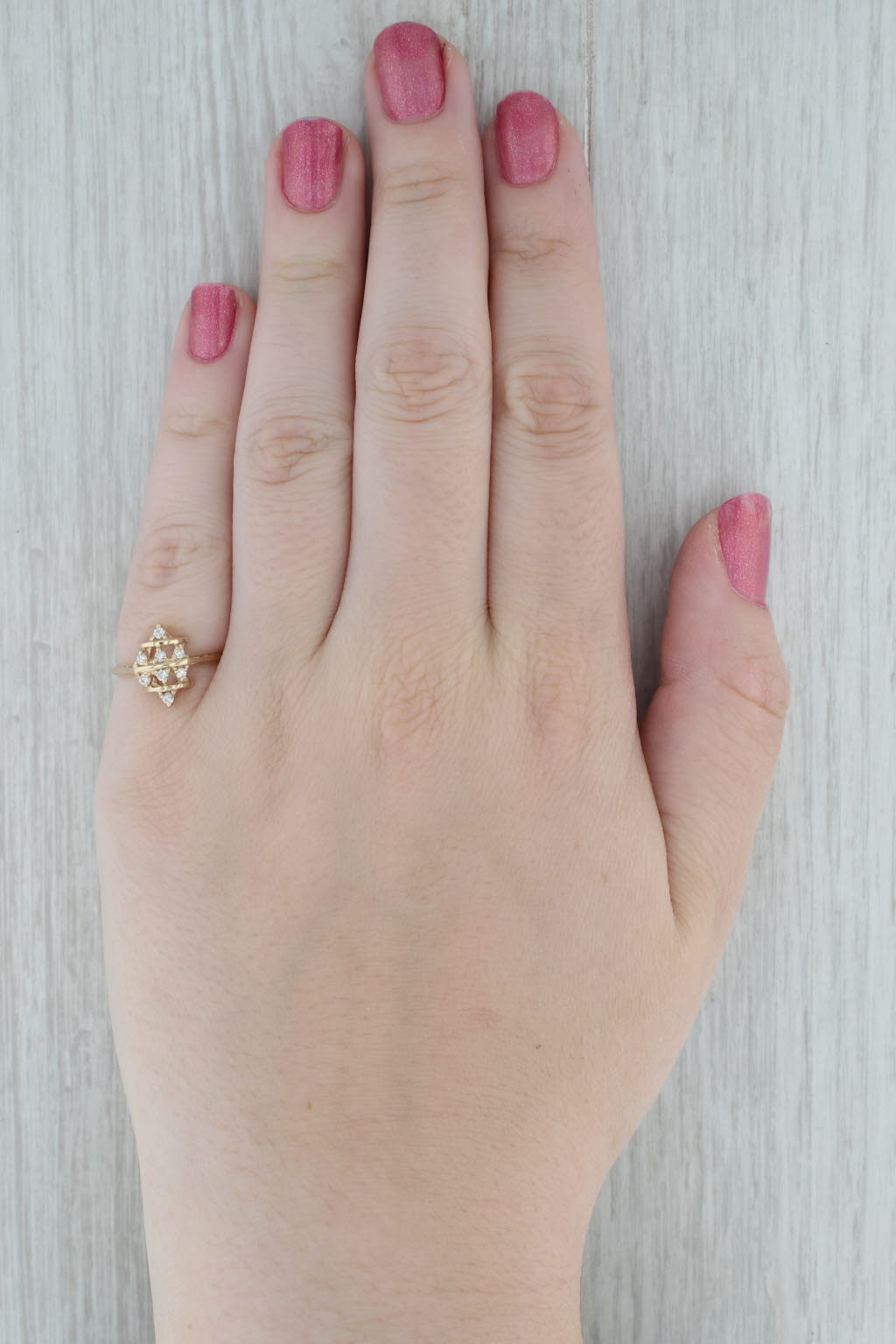 0.12ctw Diamond Cluster Ring 14k Yellow Gold Size 6