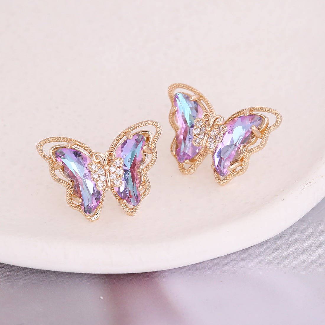 Fashion Butterfly Copper Stud Earrings
