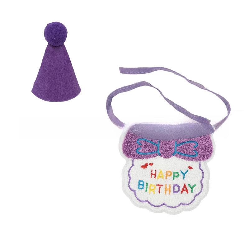Pet Birthday Bib Cat Birthday Hat Dog Birthday Slippery Towel Cat Birthday Supplies