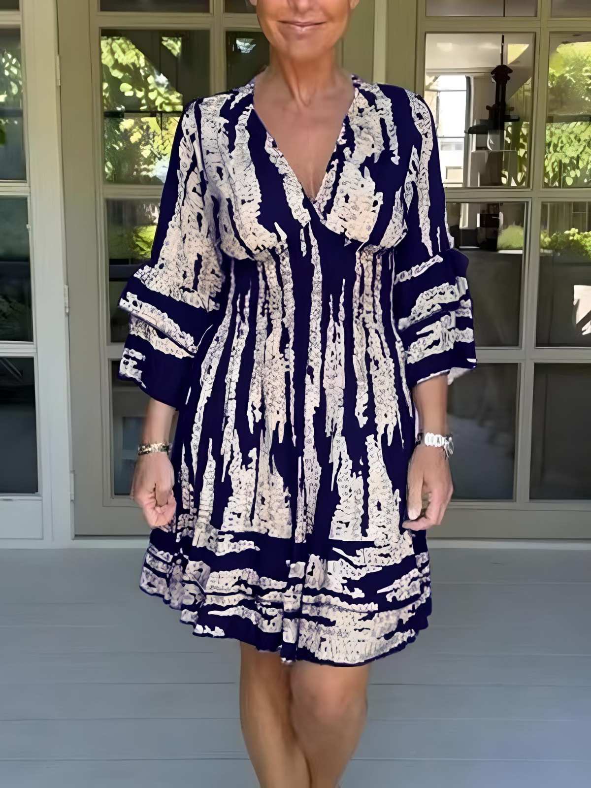 Beatrice | Flowered dress with 3/4 sleeves