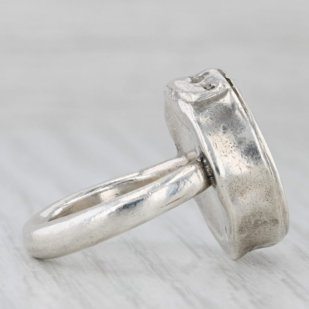 Swirl Statement Ring Hammered Sterling Silver Size 8.5