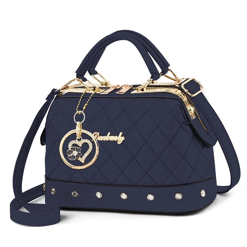 Women's Medium Pu Leather Solid Color Cute Ornament Square Zipper Crossbody Bag
