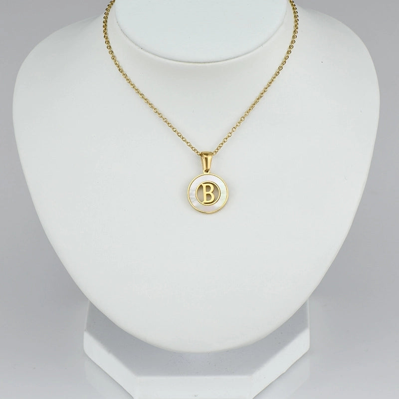 Minimalist Letter Stainless Steel Pendant Necklace Plating Hollow Out Shell Stainless Steel Necklaces