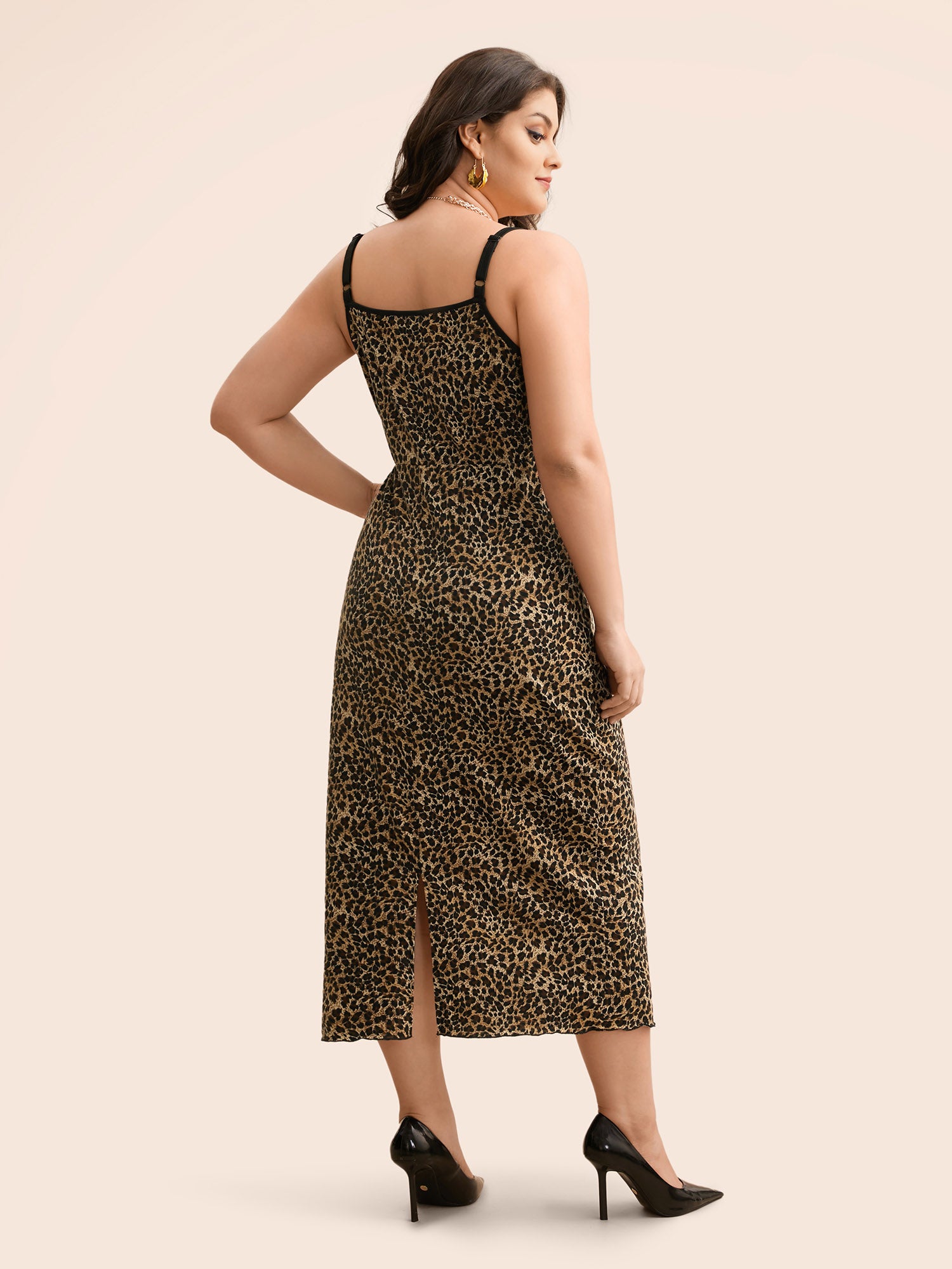 Leopard Print Tie Knot Slim Fit Dress