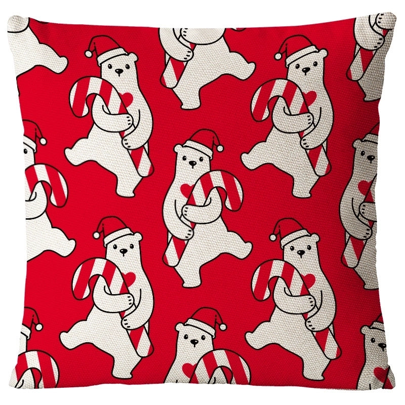 Christmas Glam Santa Claus Snowman Linen Pillow Cases Couch & Sofa Decor