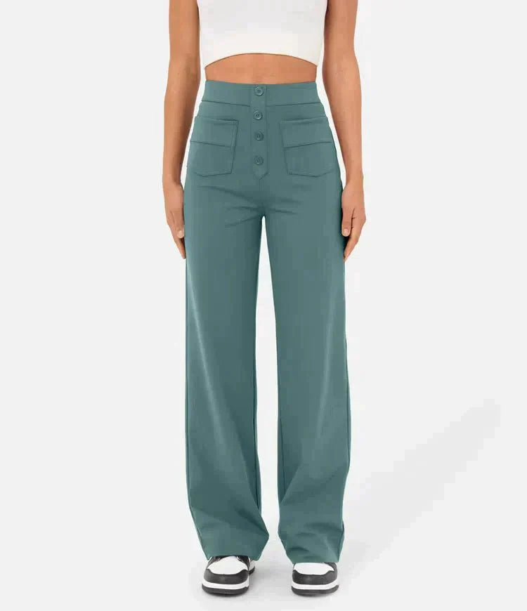 Elastic leisure pants with high waist