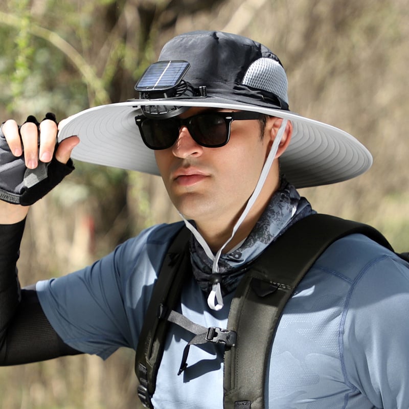 🔥LAST DAY 49% OFF🔥- Wide Brim Solar Fan Outdoor Fishing Hat-Solar & USB Charging