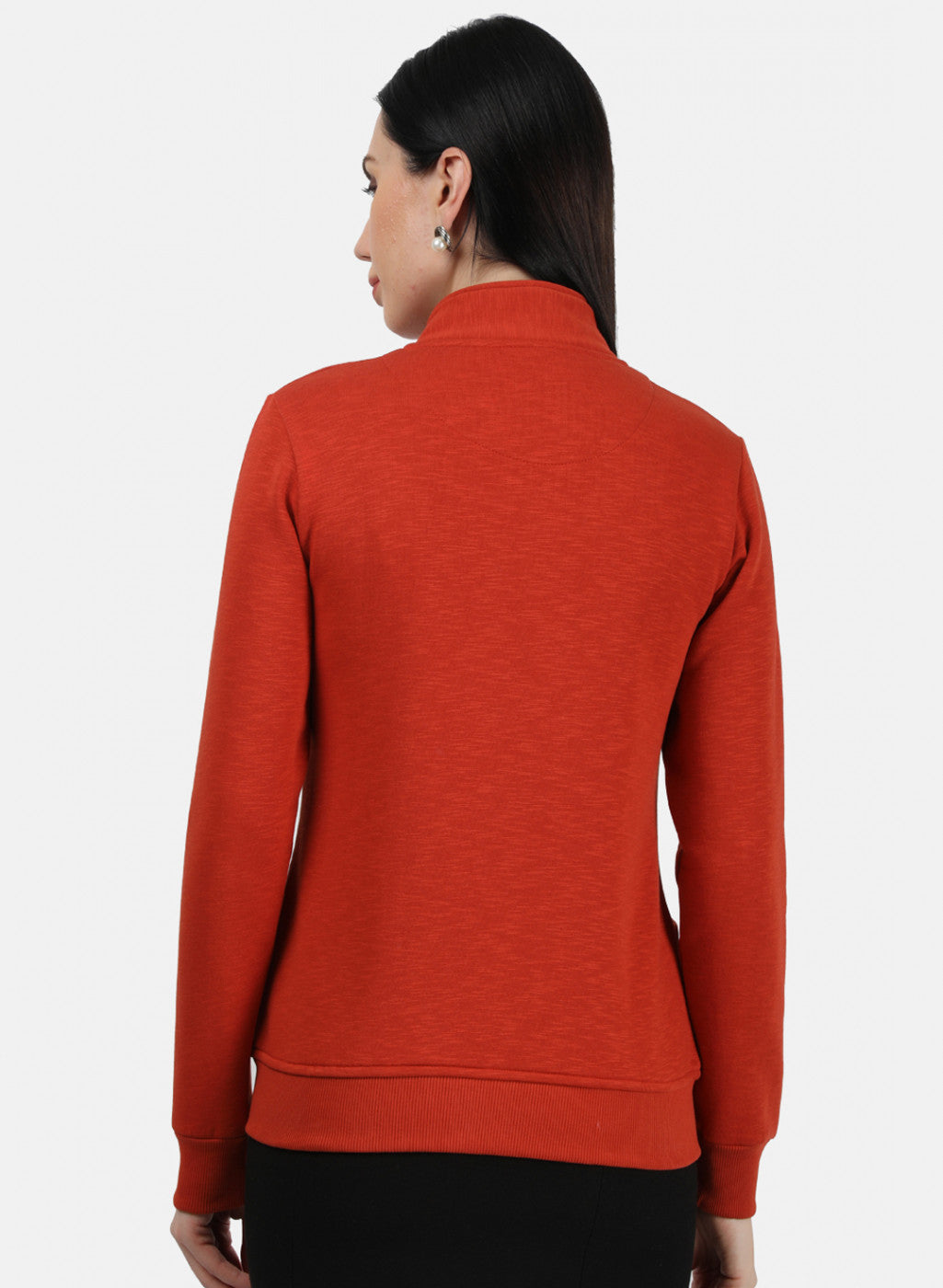 Women Orange Plain Sweatshirt