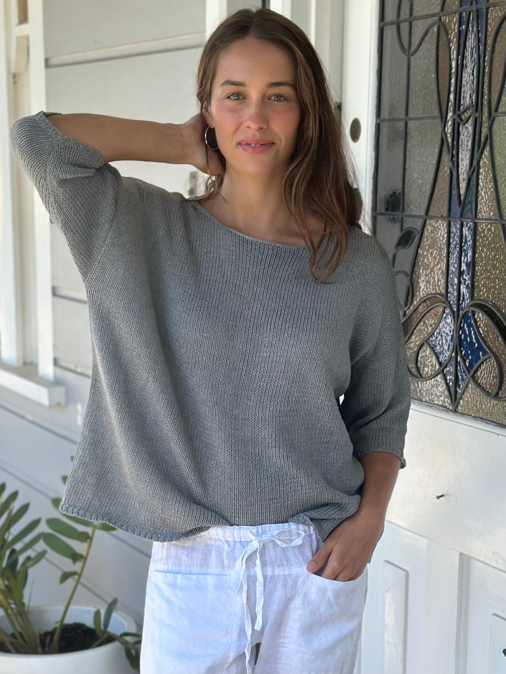 top - grey cotton knit