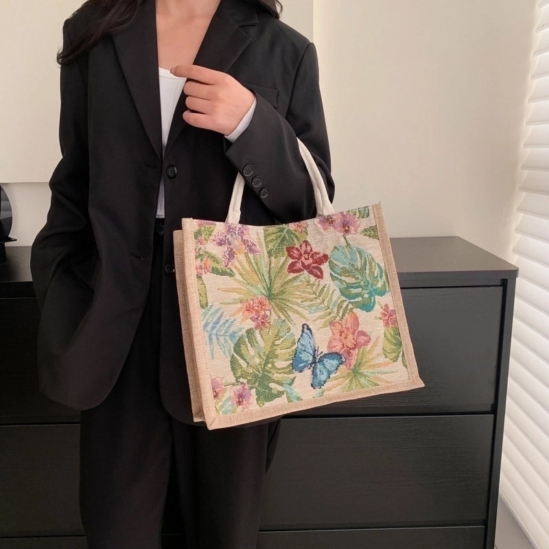 Women's Medium All Seasons Linen Streetwear Handbag Tote Bag