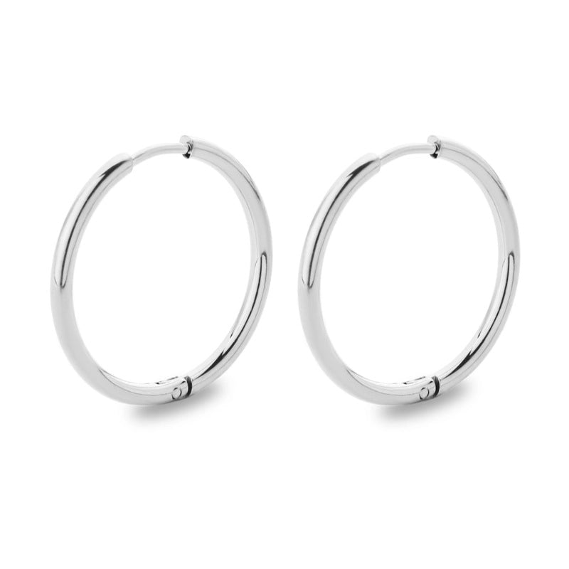 Minimalist Solid Color Stainless Steel Hoop Earrings 1 Pair