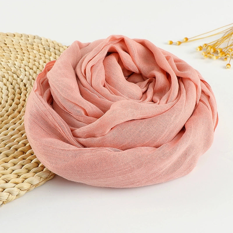 Women's Sweet Solid Color Cotton Silk Scarves
