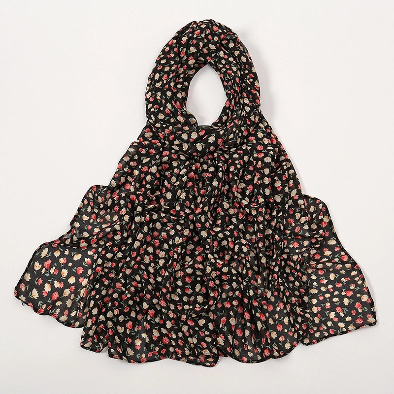 Women's Elegant Sweet Flower Polyester Scarf Shawl