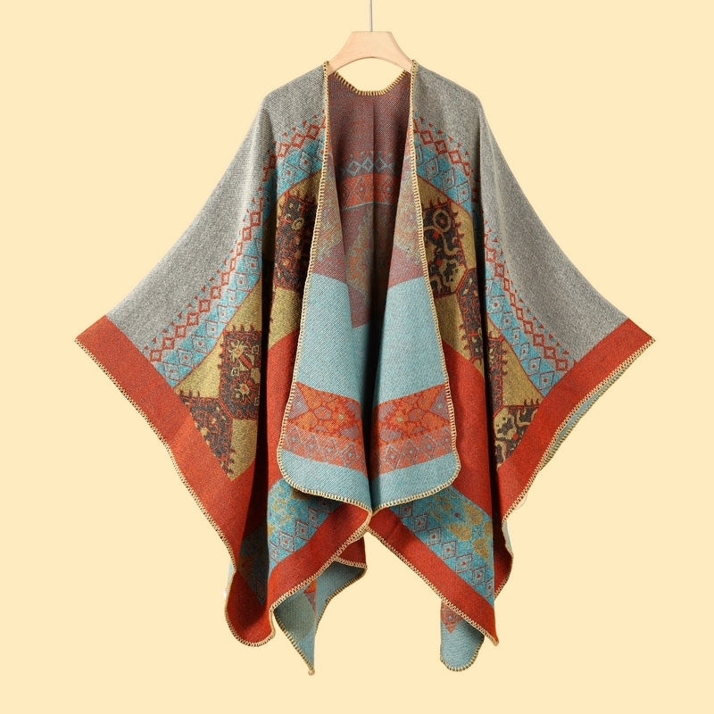 Women's Retro Graffiti Polyester Acrylic Oil Painting Shawl
