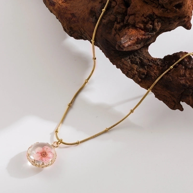 Sweet Pastoral Commute Flower 304 Stainless Steel Copper 18K Gold Plated Pendant Necklace
