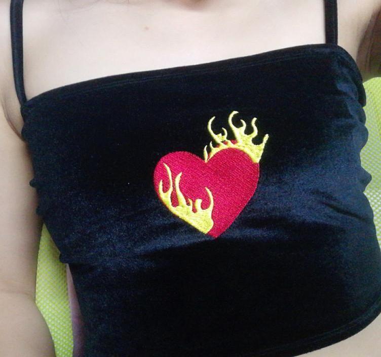 Flaming Heart Velvet Top