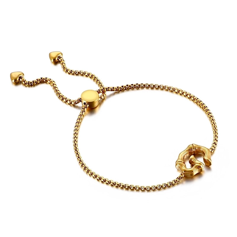 Casual Minimalist Letter Heart Shape Stainless Steel 18K Gold Plated Bracelets In Bulk