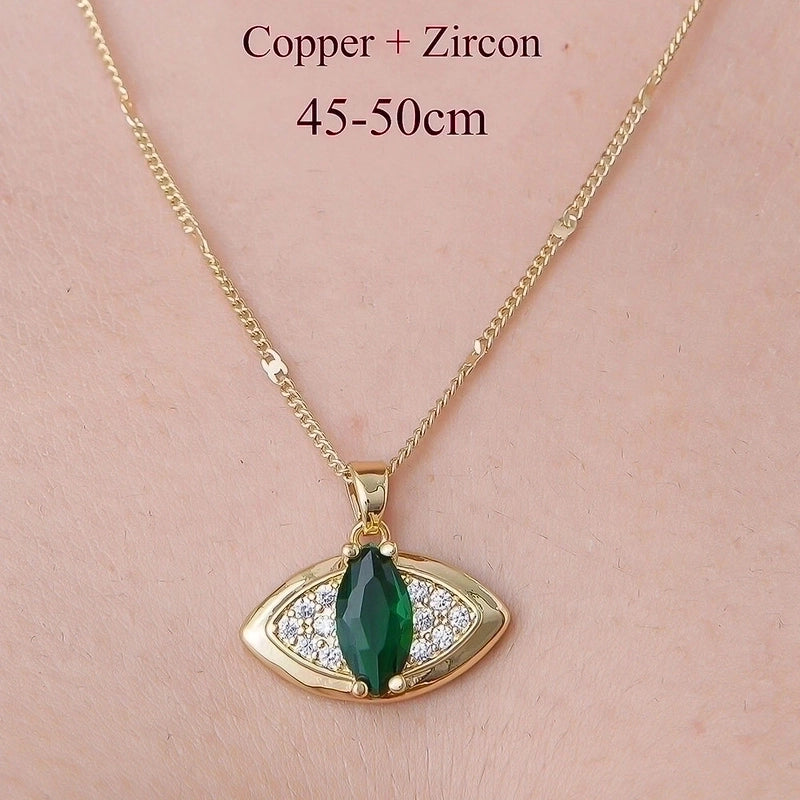 Minimalist Devil's Eye Cherry Heart Shape Stainless Steel Titanium Steel Polishing Plating Inlay Zircon Pendant Necklace