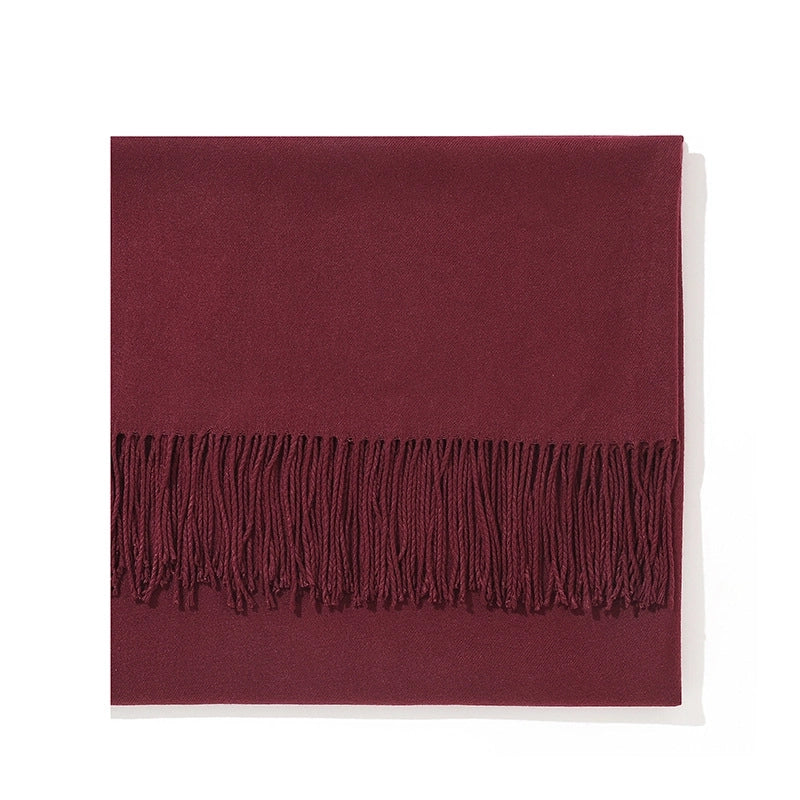 250g Autumn And Winter New Warm Thick Cashmere Texture Solid Color Couples Long Scarf Air Conditioning Tassel Shawl