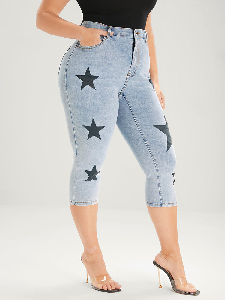 Skinny Very Stretchy Mid Rise Light Wash Cropped Jeans