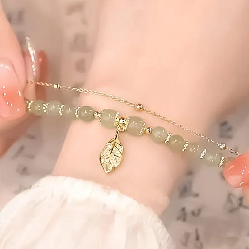 🔥 BIG SALE - 48% OFF🔥🔥Hetian Jade Gold Leaf Bracelet