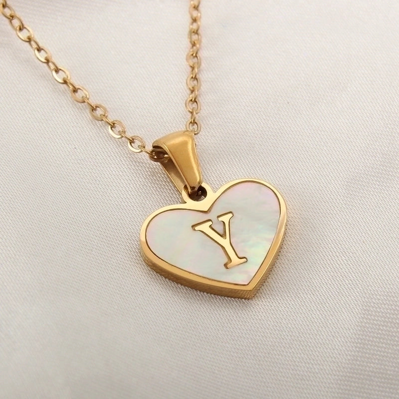 Casual Letter 304 Stainless Steel Shell Shell 18K Gold Plated Plating Inlay Pendant Necklace