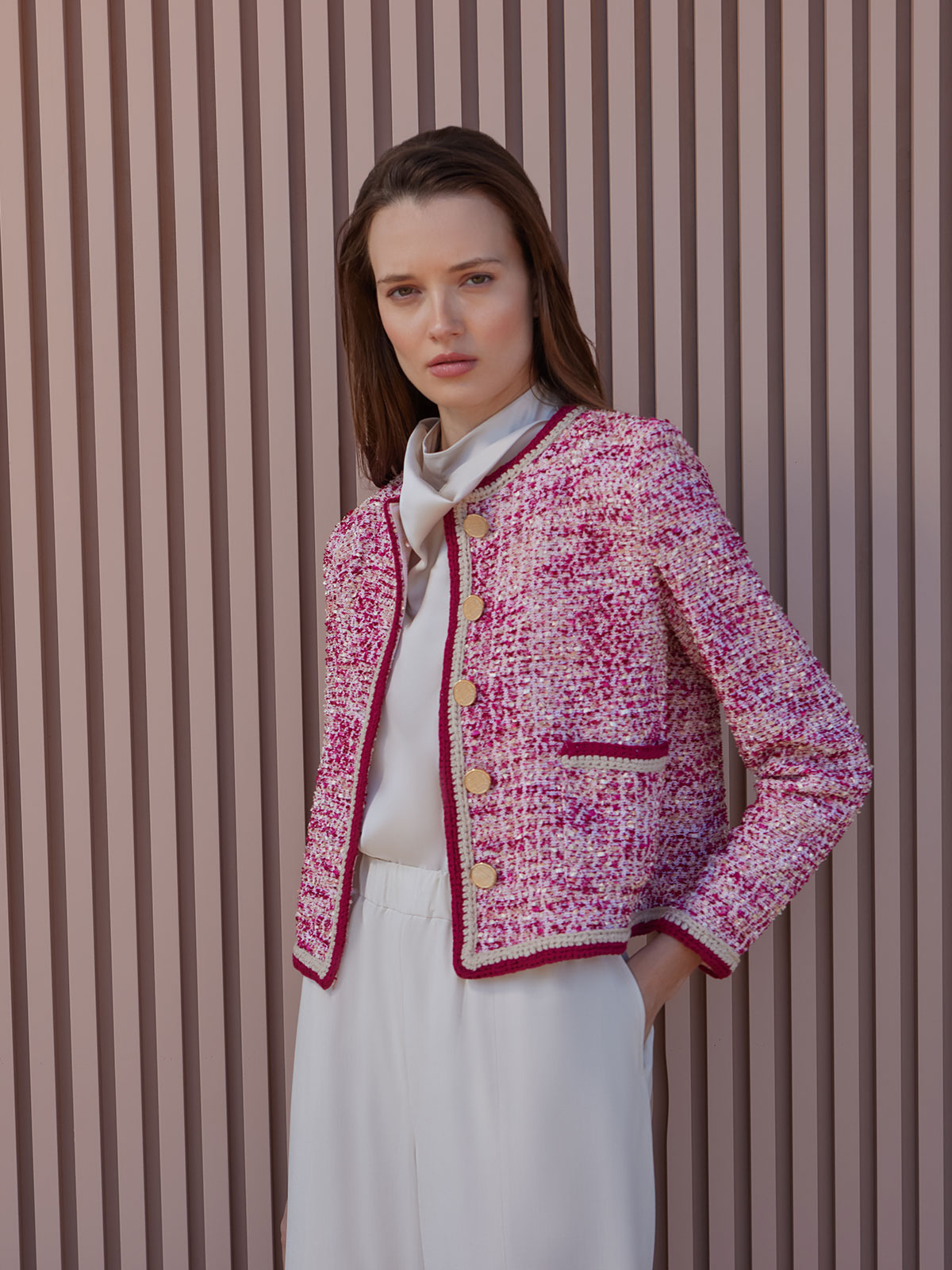 Heritage Boucle Crochet Trim Knit Jacket - Vanity Fit