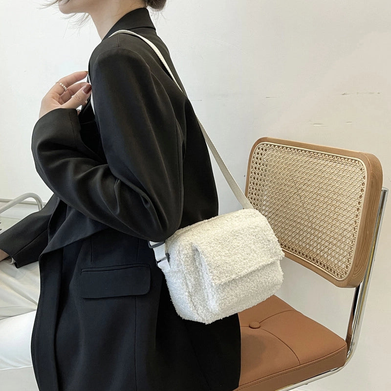 Women's Medium Plush Solid Color Fashion Square Zipper Crossbody Bag