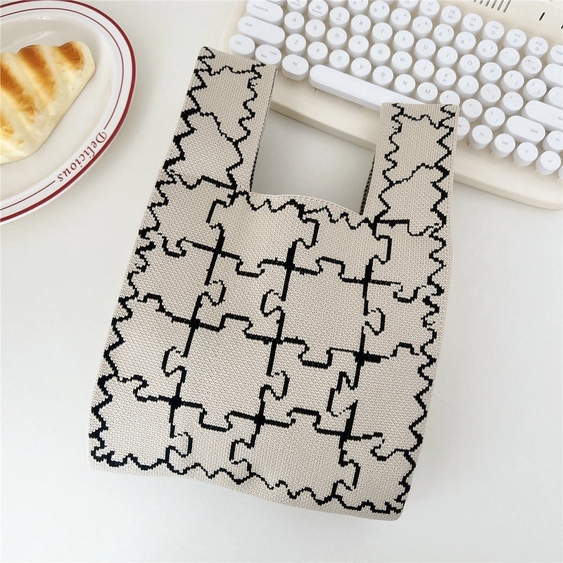 Women's Small Knit Flower Butterfly Vintage Style Open Shopping Bags