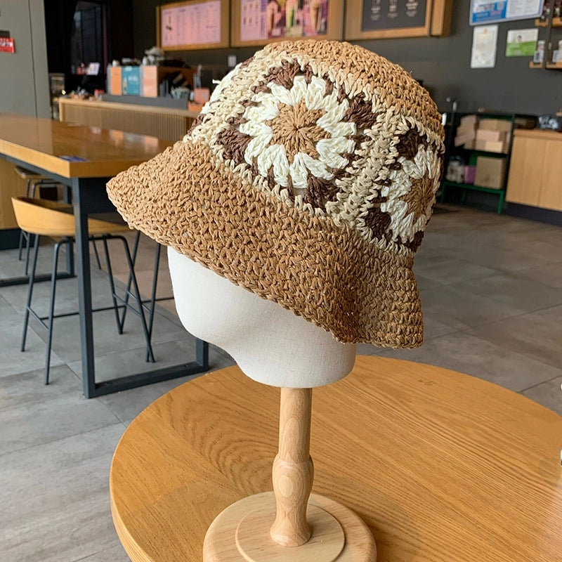 Women's Sweet Flower Flowers Wide Eaves Straw Hat